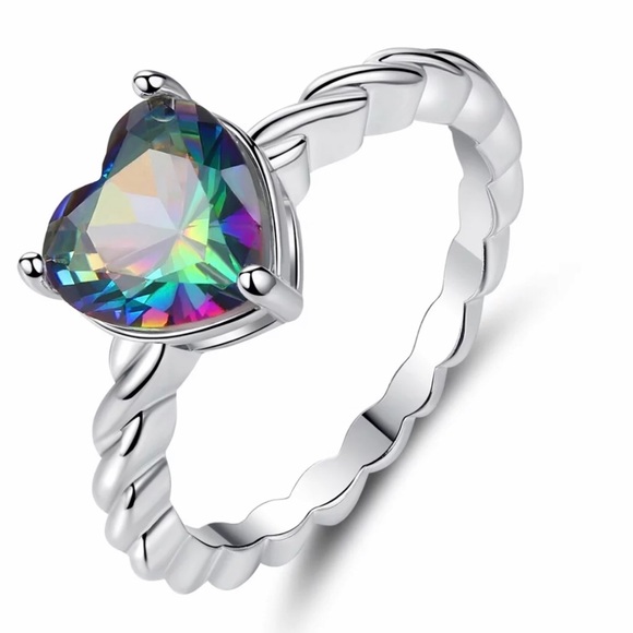 Jewelry - Mystic Topaz Heart .925 Silver Solitaire Ring